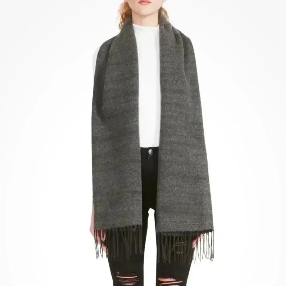 Steve Madden Heather Gray Grey Print Scarf Cozy Warm